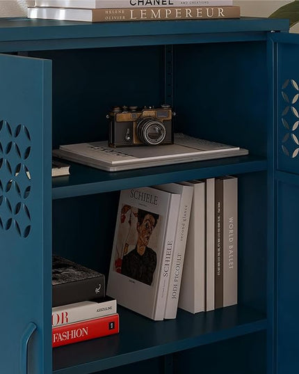 Mr. Kate Annie Short Metal 2 Door Cabinet, Deep Blue Ocean - LeafyLoom