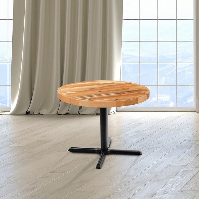 Flash Furniture Mayfair 30" Round Butcher Block Style Table Top, Natural - LeafyLoom
