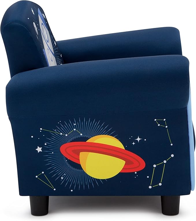 Delta Children Space Adventures Kids Upholstered Chair, Blue - LeafyLoom