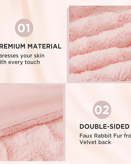Andency Pink Fleece Comforter Set Queen Size, 3 Pieces Plush Shaggy Faux Fur Bed Comforter Set for Queen Bed, Fuzzy Fluffy Warm Bedding Set for Women Girls - LeafyLoom