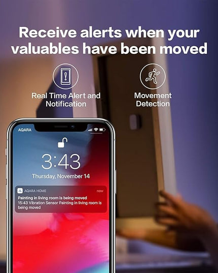 Aqara Vibration Sensor, Requires AQARA HUB, Zigbee Connection, Wireless Mini Glass Break Detector for Alarm System and Smart Home Automation, Compatible with Apple HomeKit, Works with IFTTT Aqara