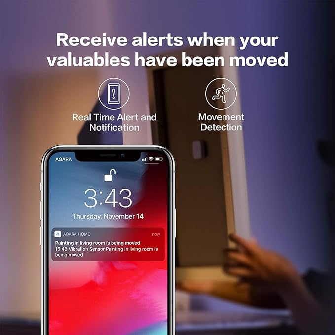 Aqara Vibration Sensor, Requires AQARA HUB, Zigbee Connection, Wireless Mini Glass Break Detector for Alarm System and Smart Home Automation, Compatible with Apple HomeKit, Works with IFTTT Aqara