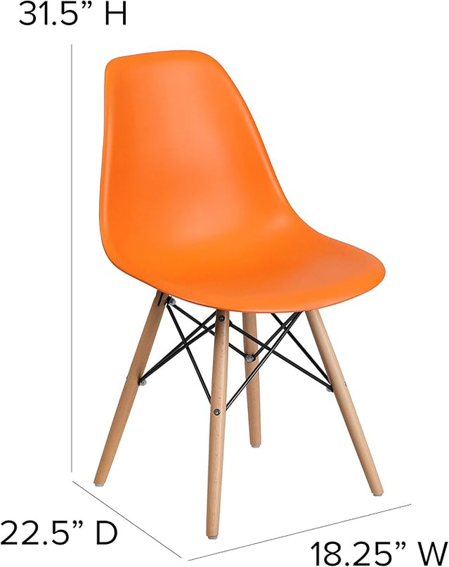 Flash Furniture Elon Series Orange Plastic Chair with Wooden Legs - LeafyLoom
