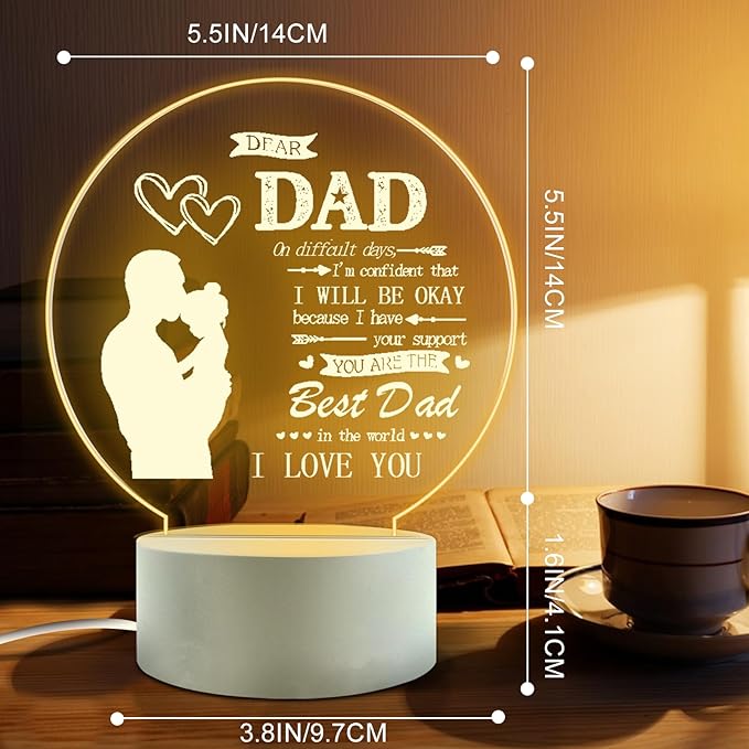 I Love My Dad-Best Dad Birthday Gifts from Daughter Son-Dad Birthday Gifts Night Light-Room Decoration Dad's Gifts. - LeafyLoom