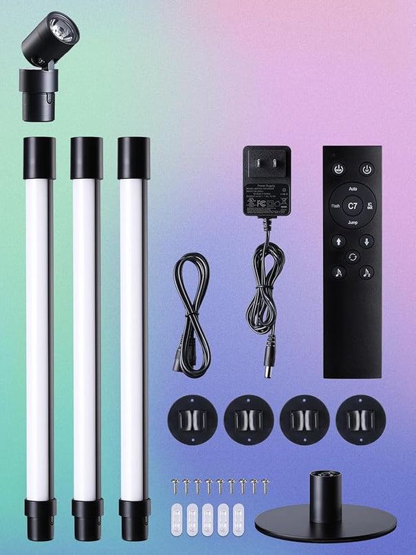 LEONLITE LED Corner Floor Lamp with Spotlight, 360° RGBW Floor Lamp with Music Sync, Remote Control for Reading, Living Rooms, Bedrooms, Desktop - LeafyLoom