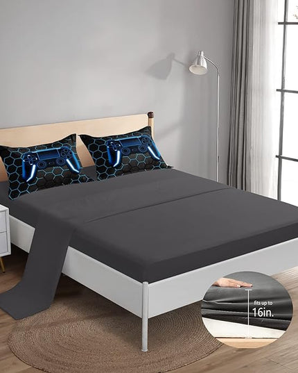 5 Pieces Gaming Bedding Set for Boys Gamer Comforter Set Twin Size,Game Controller Comforter for Boys Kids Teen 3D Gamepad Microfiber Bedding Sets 5 Pieces Bed in A Bag Sets-H50022,Twin - LeafyLoom