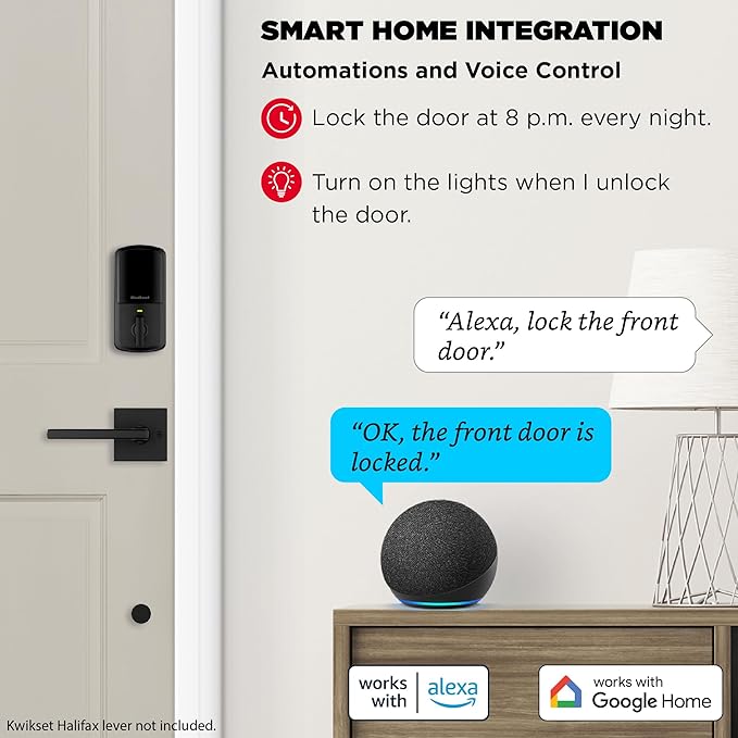 Kwikset Halo Wi-Fi Smart Lock, Keyless Entry Door Deadbolt, Geofence Auto-Unlock, Grade AAA Certified, No Hub Easy Install, Matte Black Lifetime Finish Warranty, Backlit Keypad Kwikset