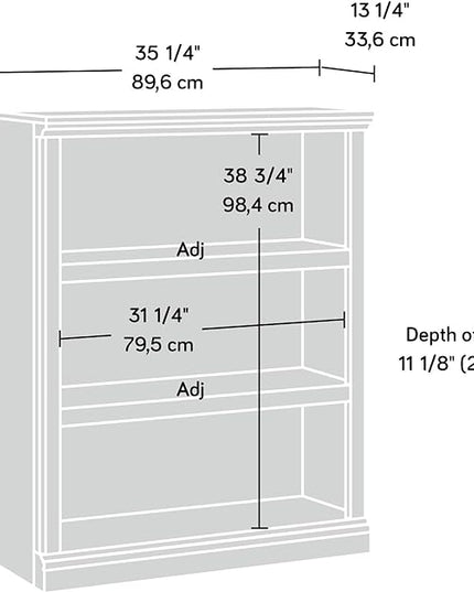 Sauder Miscellaneous Storage 3-Shelf Bookcase/ book shelf, Estate Black finish - LeafyLoom