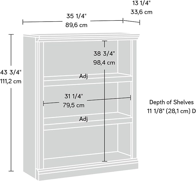 Sauder Miscellaneous Storage 3-Shelf Bookcase/ Book shelf, Salt Oak finish - LeafyLoom