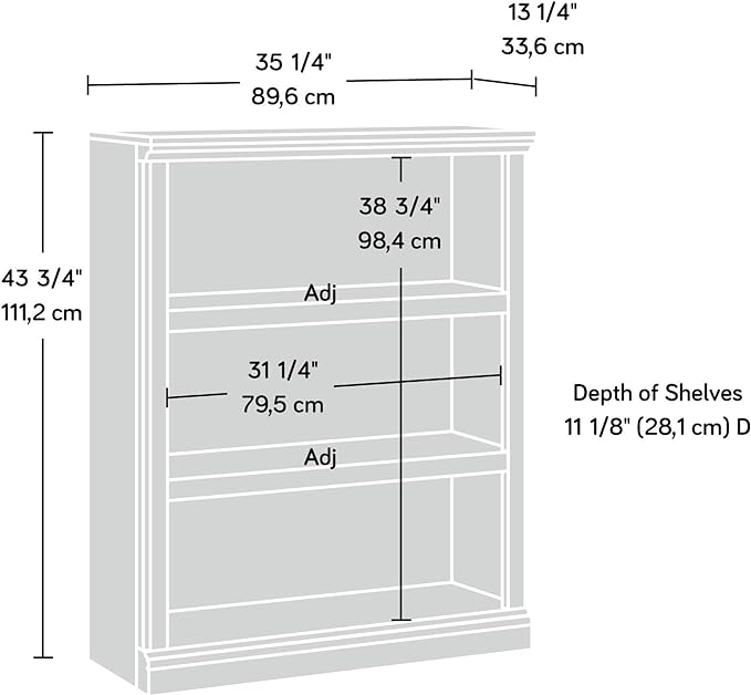 Sauder Miscellaneous Storage 3-Shelf Bookcase/ Book Shelf, Lintel Oak finish - LeafyLoom