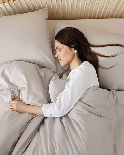 ROSGONIA California King Comforter Set Linen Grey, 3pcs (1 Boho Gray Cal King Comforter & 2 Pillowcases), All Season Soft Bedding Blanket Quilts - LeafyLoom