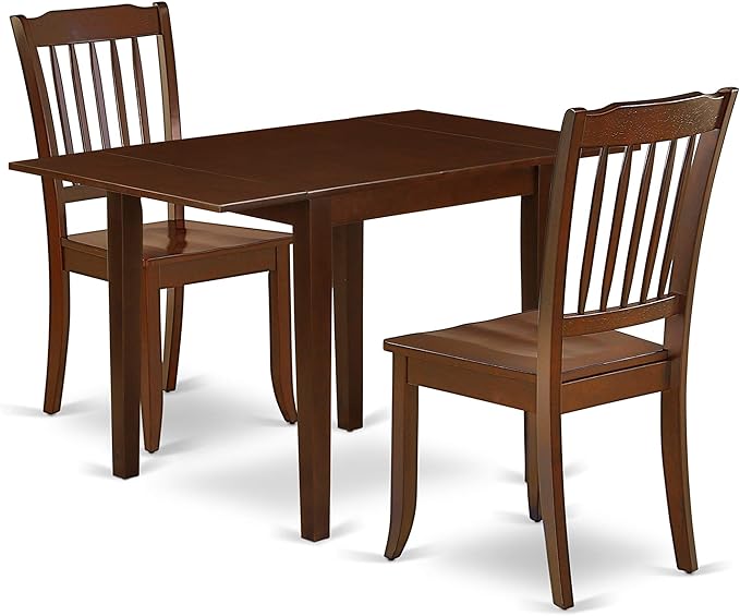 East West Furniture NDDA3-MAH-W Norden 3 Piece Kitchen Set Contains a Rectangle Table with Dropleaf and 2 Dining Room Chairs, 30x48 Inch - LeafyLoom