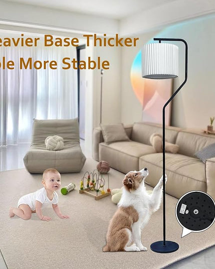 Floor Lamp,9W LED Edison Bulbs Included，Standing Lamp with 350 Adjustable Pleated Lampshade, 72" Tall Pleated Floor Lamp for Living Room Bedroom Office Classroom Dorm Room - LeafyLoom