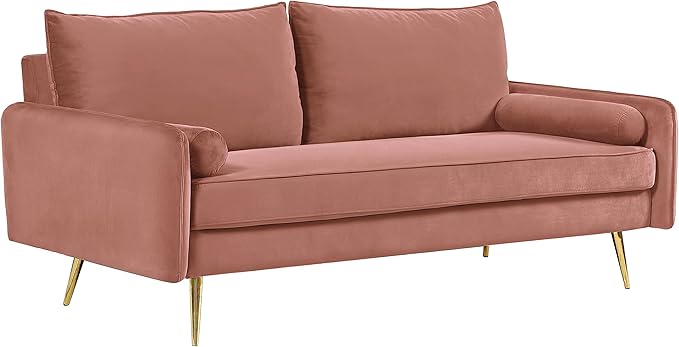 Kent Modern Sofa, European Style Velvet Living Room Furniture with Tapered Legs, Vintage Flair, and Sleek Design, Rose - LeafyLoom