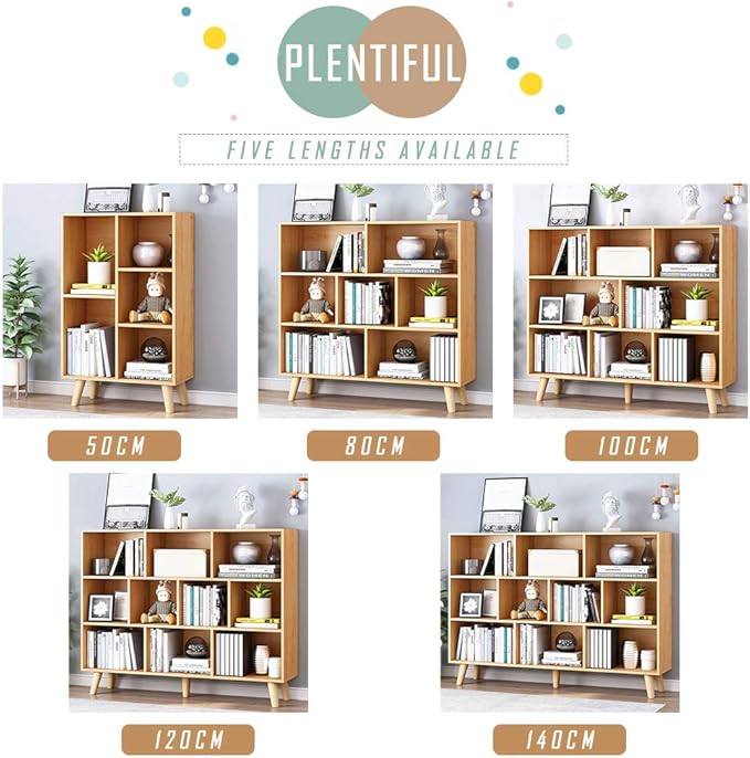 IOTXY Wooden Open Shelf Bookcase - 3-Tier Floor Standing Display Cabinet Rack with Legs, 10 Cubes Bookshelf, Pear Yellow - LeafyLoom