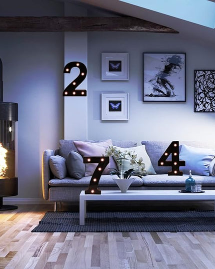 Light Up Black Alphabet Marquee Number Sign LED Marquee Number Lights Sign for Night Light Home Bar Christmas Lamp Birthday Party Wedding Decoration 1 - LeafyLoom