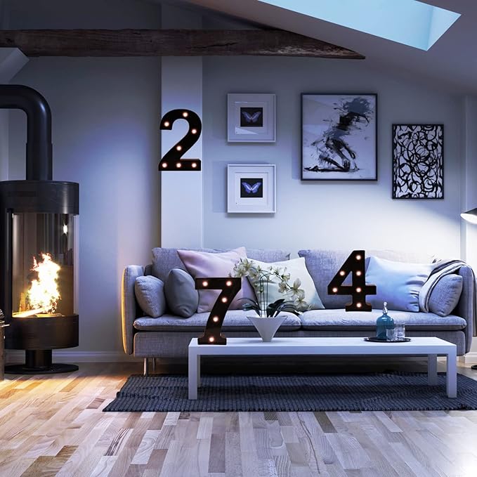 Light Up Black Alphabet Marquee Number Sign LED Marquee Number Lights Sign for Night Light Home Bar Christmas Lamp Birthday Party Wedding Decoration 6 - LeafyLoom