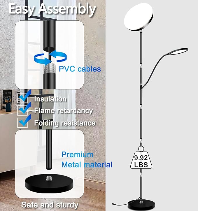 Reading Floor lamp + RGB Mood Mix Color Modern Standing Sofa Lamps Lighting 7 Colors Color Changing rgbw Smart WiFi APP Remote Control for Bedroom Living Room Gaming Reading Learning - LeafyLoom