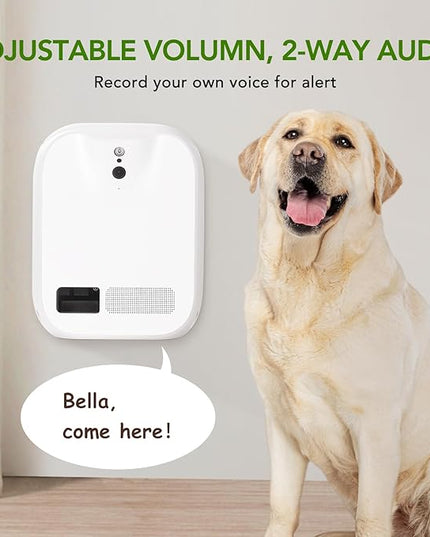 Pet Monitoring Camera Dog Treat Dispenser [New 2023 Pro] Two-Way Audio HD WiFi Dog Camera with 130° View, Remote Tossing App Compatible with Android/iOS, Night Vision, Wall Mounted CENGCEN