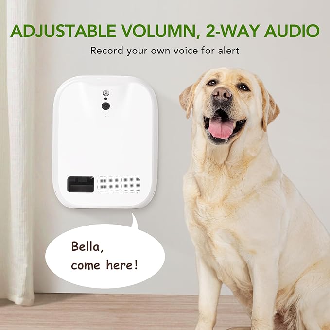 Pet Monitoring Camera Dog Treat Dispenser [New 2023 Pro] Two-Way Audio HD WiFi Dog Camera with 130° View, Remote Tossing App Compatible with Android/iOS, Night Vision, Wall Mounted CENGCEN