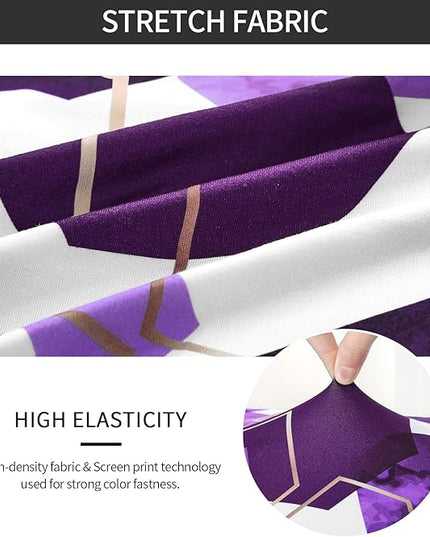 Gibelle Dining Room Chair Covers Set of 6, Soft Stretch Kitchen Chair Covers Slipcover Protector, Removable Washable Geometric Parson Chair Covers 6 Pack, Purple Gibelle