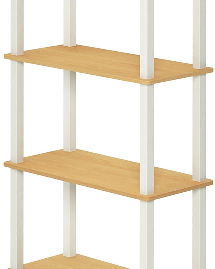 Furinno Turn-N-Tube 4-Tier Multipurpose Shelf Display Rack, Square Tube, Beech/White - LeafyLoom