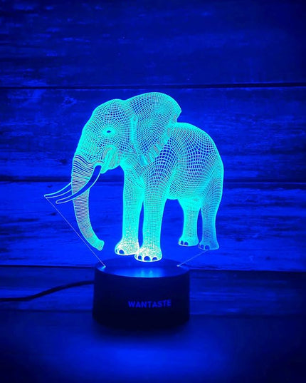 Elephant 3D Lamp Toys for Boys Girls Room, Night Light Bedside Decor Gifts for Kids Baby, 7 Colors Changing Nightlight with Smart Control - LeafyLoom