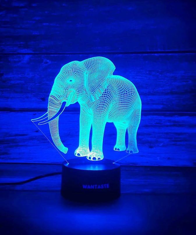 Elephant 3D Lamp Toys for Boys Girls Room, Night Light Bedside Decor Gifts for Kids Baby, 7 Colors Changing Nightlight with Smart Control - LeafyLoom