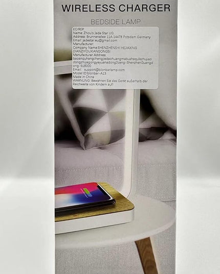 Bedside Lamp Qi Charger LED Desk Lamp with Touch Control 3 Light Hues,Table Lamp Eye-Caring Reading Light for Kids, Adults, Home, Dorm and Office,Wireless Charge for All Qi Devices - LeafyLoom