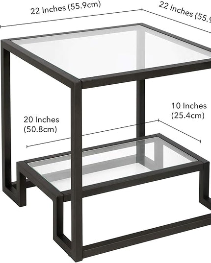Henn&Hart 22" Wide Square Side Table in Blackened Bronze, Table for Living Room, Bedroom - LeafyLoom