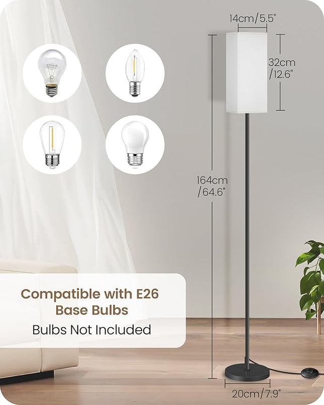 Floor Lamp, Pole Lamp with Foot Switch, Modern Standing Lamp Lampshade, Minimalist Freestanding Lamp (Bulb Not Included), for Living Room, Bedroom Office FCC Listed, Black and White CW07LD05 - LeafyLoom
