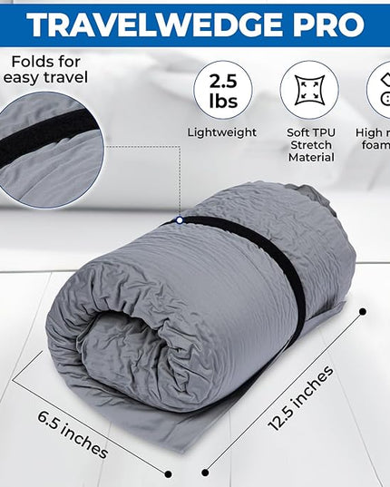 Self-Inflating Bed Wedge Pillow | Lightweight for Travel | Wedge Pillow for Sleeping and Acid Reflux, Heartburn, and GERD Pillow (TWDPRO2, 22 Inch) - LeafyLoom