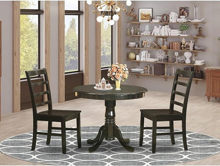 East West Furniture ANPF3-CAP-W 3 Piece Room Set Contains a Round Kitchen Table with Pedestal and 2 Dining Chairs, 36x36 Inch - LeafyLoom
