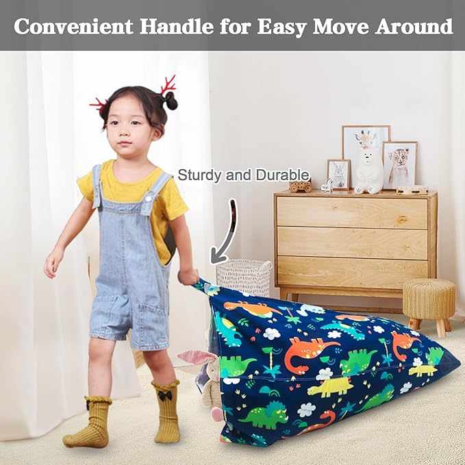 Jorbest Stuffed Animal Storage Bean Bag Chair for Kids Adults, Stuffed Animal Bean Bag Storage, Dinosaur Bean Bag Stuffed Animal Storage, Dinosaur Kids Bean Bag Chair Cover - Cover ONLY (200L/52 Gal) - LeafyLoom