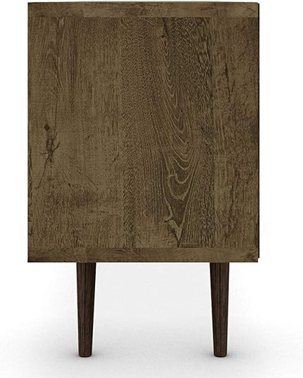 Manhattan Comfort Liberty Mid Century Modern TV Stand for Televisions up to 65 Inches, Bedroom and Living Room Entertainment Center with Storage, Shelves, and Cabinet, 71" Wide, Rustic Brown - LeafyLoom