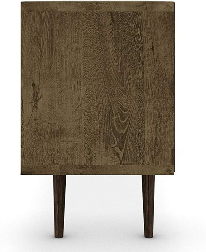 Manhattan Comfort Liberty Mid Century Modern TV Stand for Televisions up to 65 Inches, Bedroom and Living Room Entertainment Center with Storage, Shelves, and Cabinet, 71" Wide, Rustic Brown - LeafyLoom