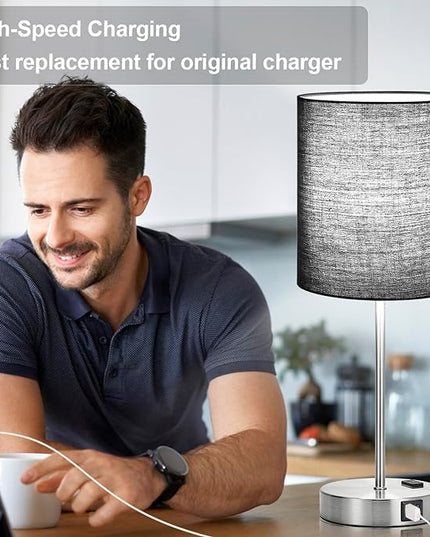 Lynnoland 𝟮𝟬𝟮𝟯 𝗡𝗘𝗪 Set of 2 Touch Control Table Lamps with 2 USB & AC Outlet, 3-Way Dimmable Bedside Nightstand Lamps for Bedroom Living Room Nursery, 800 Lumens 5000K Daylight Bulbs Included - LeafyLoom