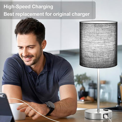 Lynnoland 𝟮𝟬𝟮𝟯 𝗡𝗘𝗪 Set of 2 Touch Control Table Lamps with 2 USB & AC Outlet, 3-Way Dimmable Bedside Nightstand Lamps for Bedroom Living Room Nursery, 800 Lumens 5000K Daylight Bulbs Included - LeafyLoom