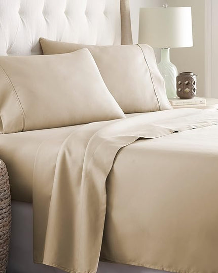 Danjor Linens Twin XL Sheets - Hotel Luxury Essentials Bedding - 4 pc Soft Bedding & Pillowcases Set with Deep Pockets - Breathable Bed Sheets, Wrinkle Free - Taupe Sheets - LeafyLoom