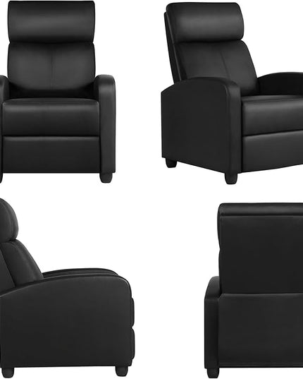 Yaheetech Recliner Chair PU Leather Recliner Sofa Home Theater Seating with Lumbar Support Overstuffed High-Density Sponge Push Back Recliners Armchair for Living Room - LeafyLoom