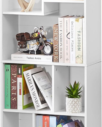 VECELO 42 Inch High Bookcase, 4-Tier Modern Storage Cabinet with Height Difference Shelves Fits Tallest Hardcovers, Floor Standing Display, 7 Cubes, Horizontal Avaiable, Easy Assembly, White - LeafyLoom