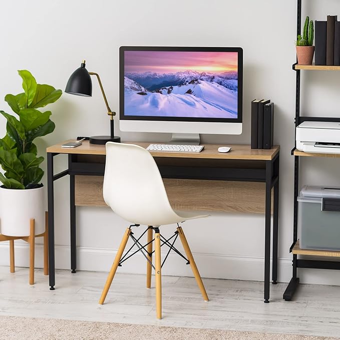 IRIS OWDN-1252 Computer Desk with Organizer and Cable Tray, 45" - Rustic, Wood - LeafyLoom