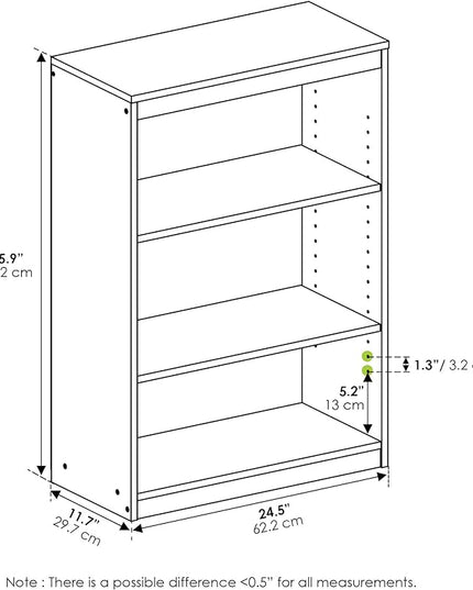 FURINNO Gruen 3-Tier Bookcases, Espresso - LeafyLoom
