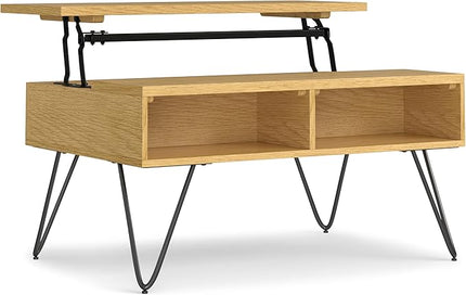 SIMPLIHOME Hunter Small Lift Top Coffee Table, 36 inch, Oak - LeafyLoom