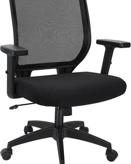 Schwake Ergonomic Office Chair Home Mesh Desk Chair with Adjustable Arms - Mid Back Computer Chairs for Adults - Swivel Task Chair Comfortable for Home Office (Black) - LeafyLoom