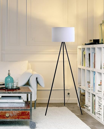 Catalina Lighting 19973-000 Mid-Century Modern Tripod Floor Lamp, Standing Lamp, Living Room Floor Light, LED Bulb NOT Included, 61.25", Black - LeafyLoom