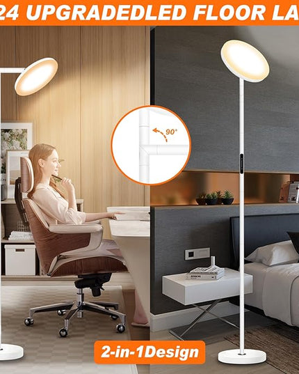 LED Floor Lamp for Living Room, 69" Tall Lamp with Remote & Touch Control Upgrade Lamp Pole Rotary 90° Dimmable Brightness 4 Color Tempera-White - LeafyLoom