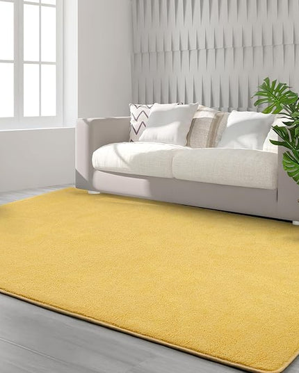 Area Rugs for Bedroom Living Room, 5x8 Yellow Super Soft Comfy Thickened Memory-Foam Indoor Carpets, Modern Aesthetic Minimalist Carpet for Boys Girls Adults Apartment Nursery Home Décor - LeafyLoom