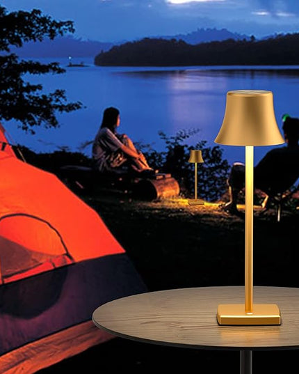 SAKRINGT LED Cordless Table Lamps Rechargeable,5000mAh Battery Operated Table Light,3 Color Stepless Dimming,Portable Small Desk Lamp in Aluminum for Party Patio Restaurant Indoor/Outdoor - LeafyLoom