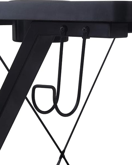OSP Home Furnishings Checkpoint Ghost Battlestation Gaming Desk with RGB LED Lights, Black - LeafyLoom